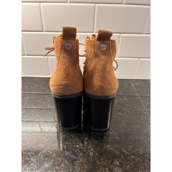 Circus by Sam Edelman Denver Saddle Suede Ankle Boots‎ Block Heel Brown Size 8.5 - Picture 5 of 11